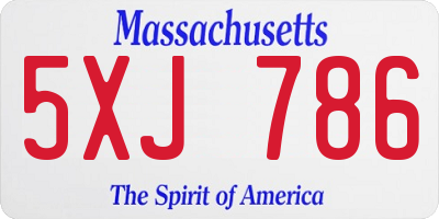 MA license plate 5XJ786
