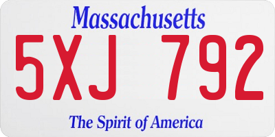 MA license plate 5XJ792