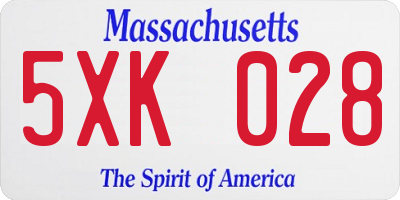 MA license plate 5XK028