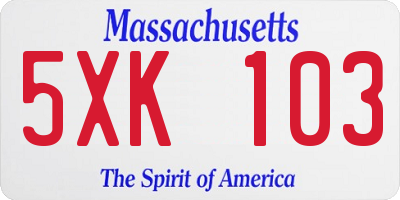 MA license plate 5XK103