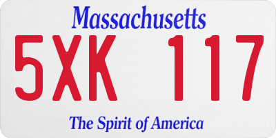 MA license plate 5XK117