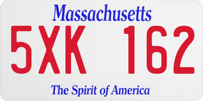 MA license plate 5XK162