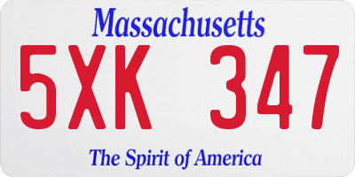 MA license plate 5XK347