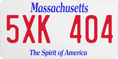 MA license plate 5XK404