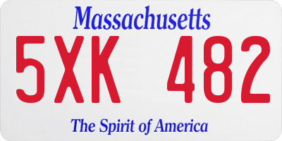 MA license plate 5XK482
