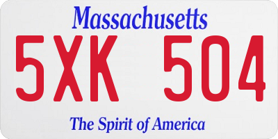 MA license plate 5XK504