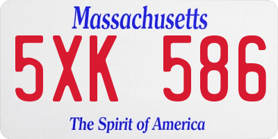 MA license plate 5XK586