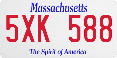 MA license plate 5XK588