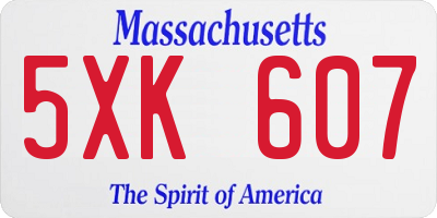 MA license plate 5XK607