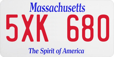 MA license plate 5XK680