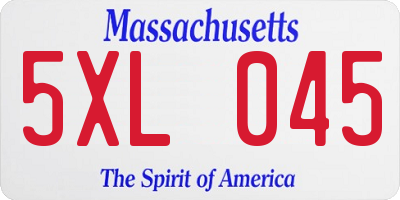 MA license plate 5XL045