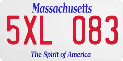 MA license plate 5XL083
