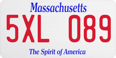 MA license plate 5XL089