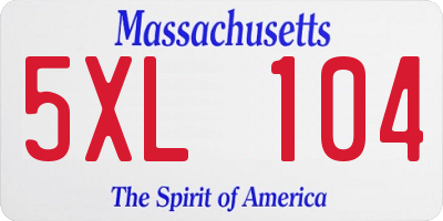 MA license plate 5XL104