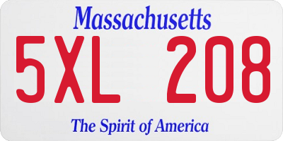 MA license plate 5XL208