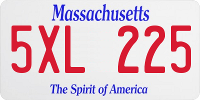 MA license plate 5XL225