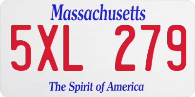 MA license plate 5XL279