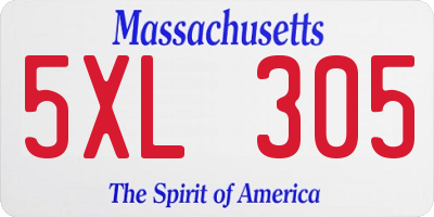 MA license plate 5XL305