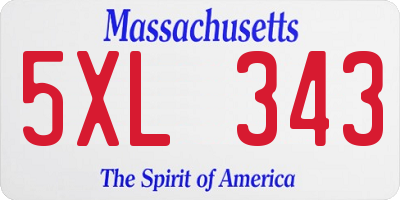 MA license plate 5XL343