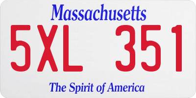 MA license plate 5XL351