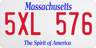 MA license plate 5XL576