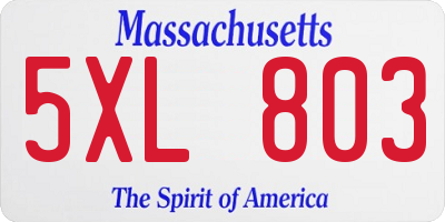 MA license plate 5XL803