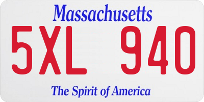 MA license plate 5XL940