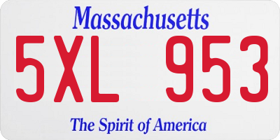 MA license plate 5XL953