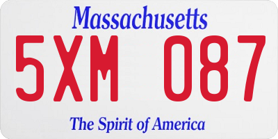 MA license plate 5XM087