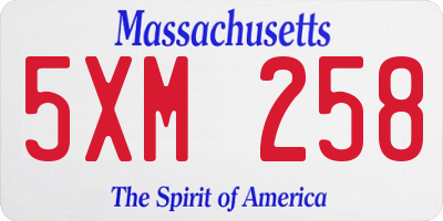MA license plate 5XM258
