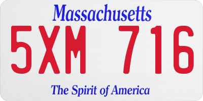 MA license plate 5XM716