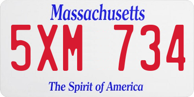 MA license plate 5XM734