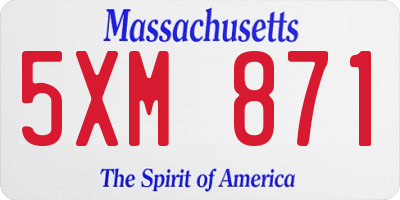 MA license plate 5XM871