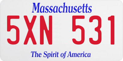 MA license plate 5XN531