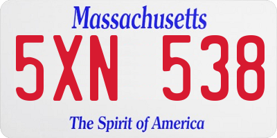 MA license plate 5XN538