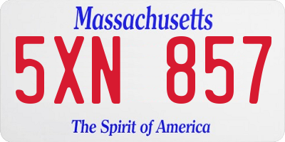 MA license plate 5XN857