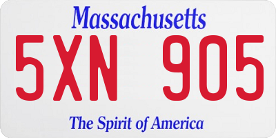 MA license plate 5XN905