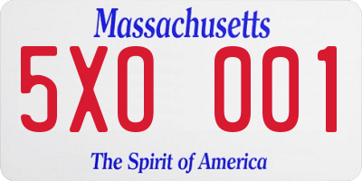 MA license plate 5XO001
