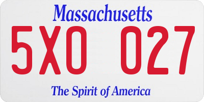 MA license plate 5XO027