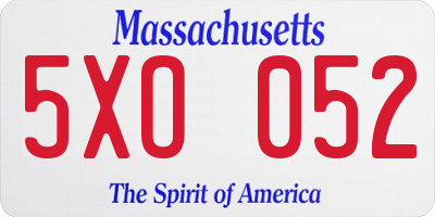 MA license plate 5XO052