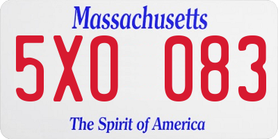 MA license plate 5XO083