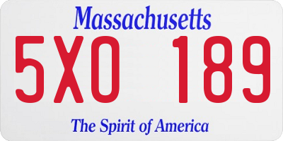 MA license plate 5XO189