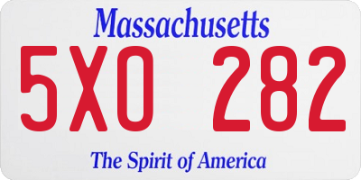 MA license plate 5XO282
