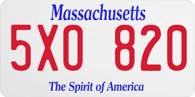 MA license plate 5XO820