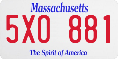 MA license plate 5XO881