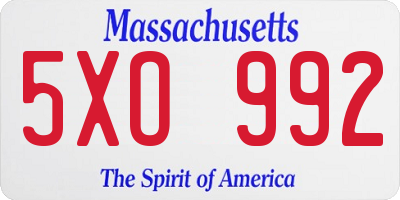 MA license plate 5XO992