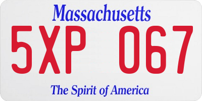 MA license plate 5XP067