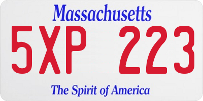 MA license plate 5XP223
