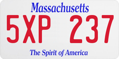 MA license plate 5XP237
