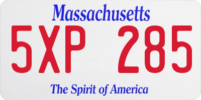 MA license plate 5XP285